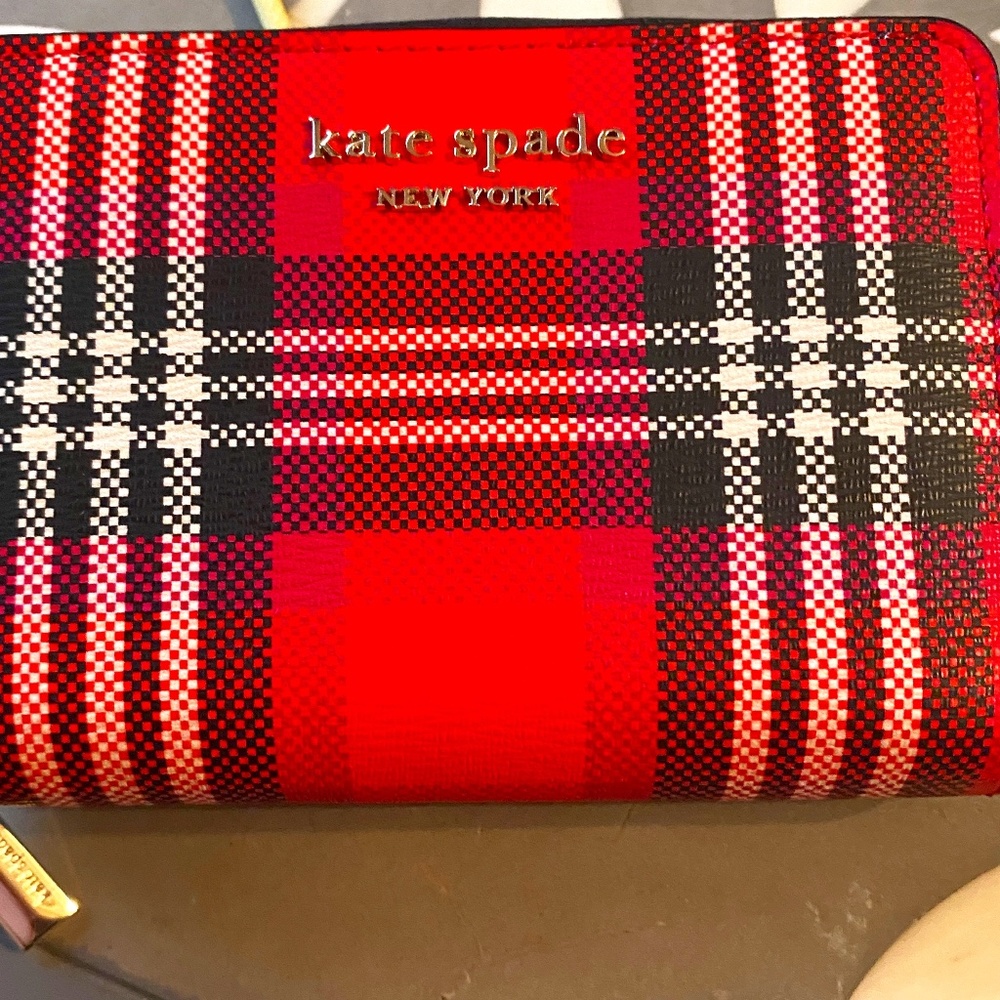 Kate Spade Red Plaid Staci Wallet